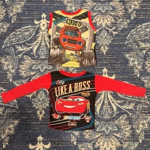 Blaze tank top size 3t and Lightning McQueen pj top size 4t